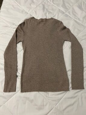 MOTF Slim Ribbed Crewneck Sweater in Taupe Brown
